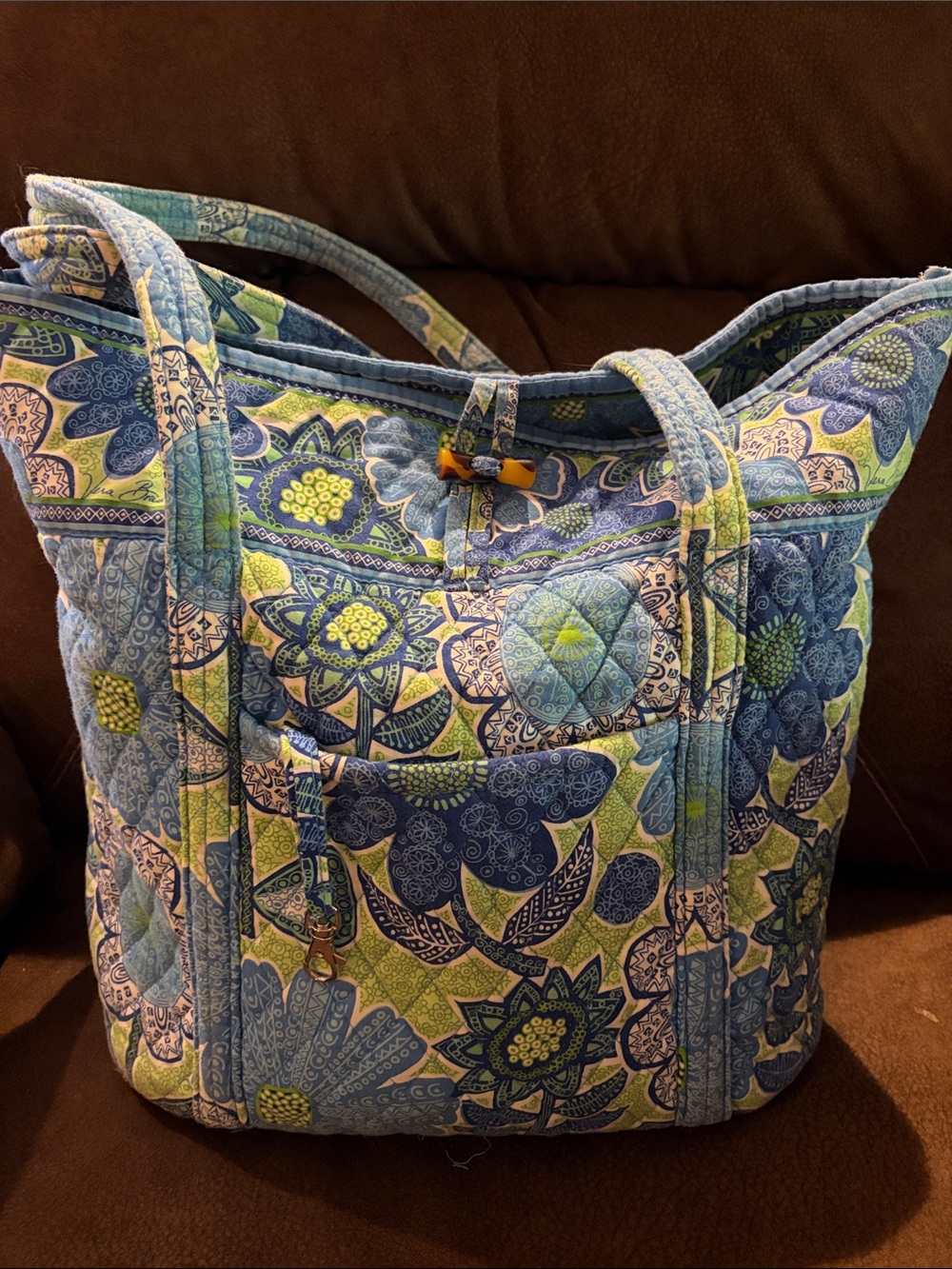 Vera Bradley Quilted Tote in Blue, Green & Light Blue Floral Paisley & wallet